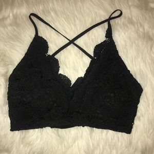 Black lace crop top